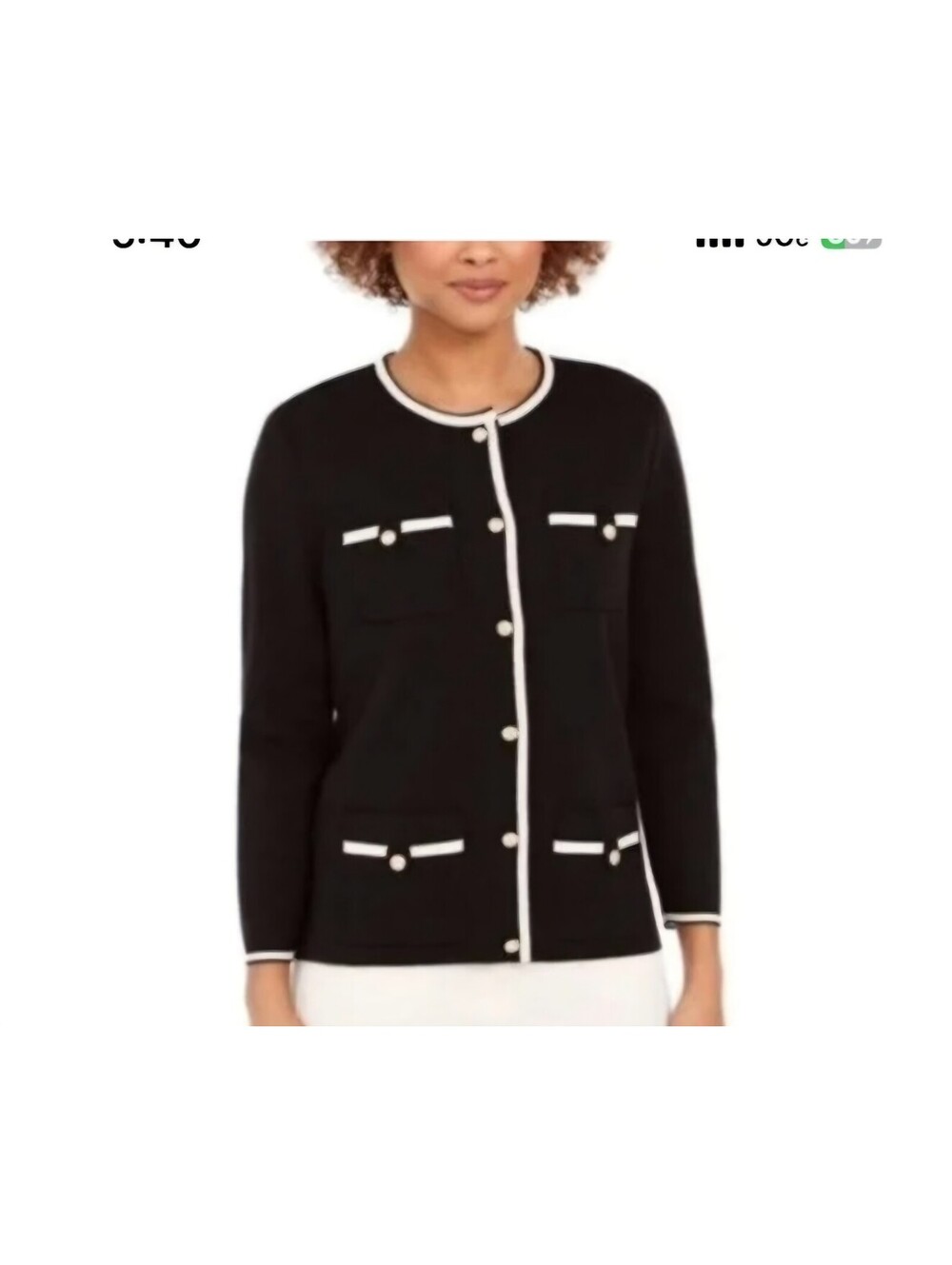 AK Black and White Button-Up Cardigan Sweater Size M